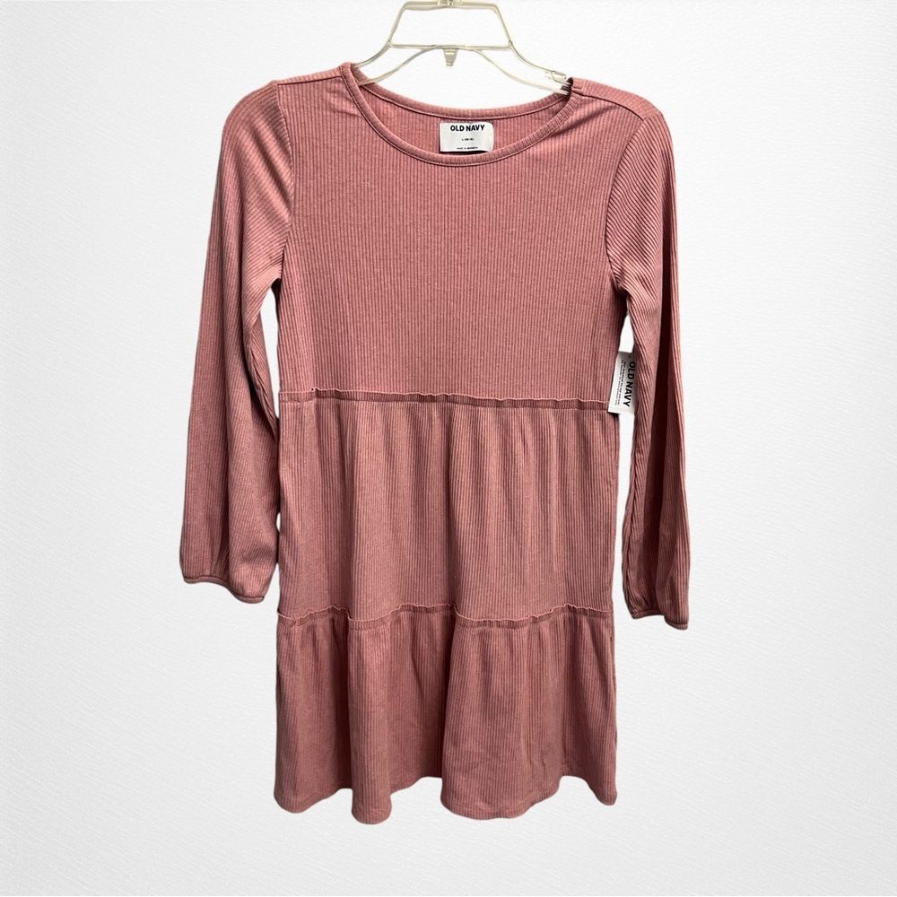 New with Tags Girls Old Navy Ribbed Tiered Mauve Dress Size L (10-12)